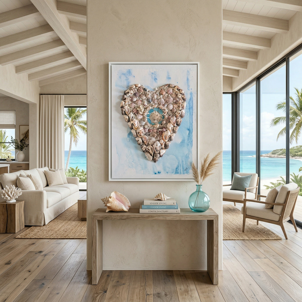 Coastal Shell Heart Wall Art – Original Mixed Media by Dani Prado