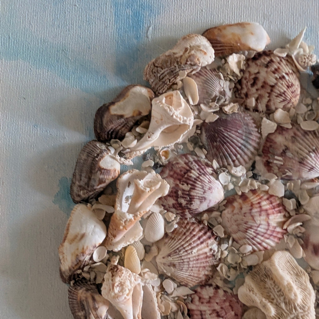 Coastal Shell Heart Wall Art – Original Mixed Media by Dani Prado