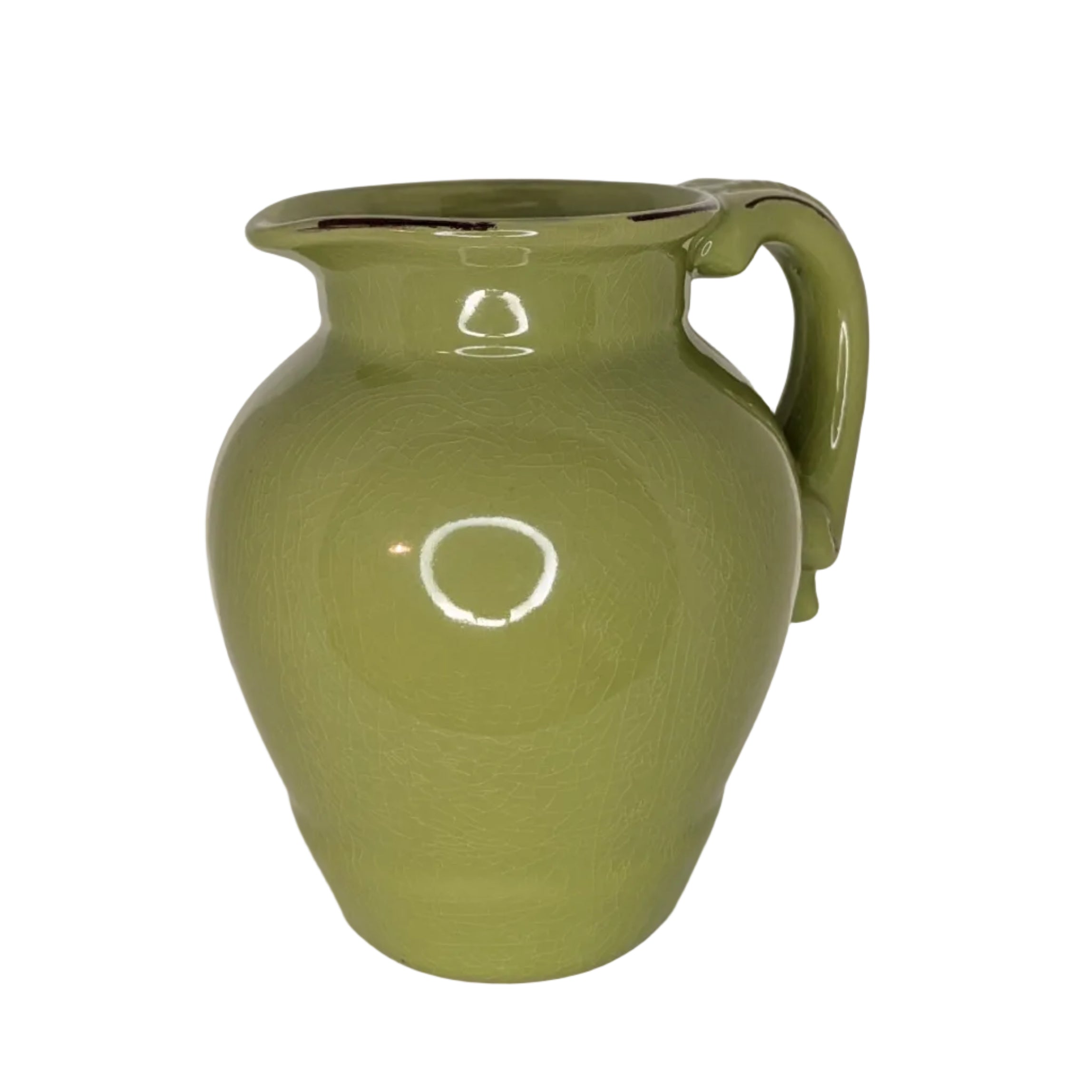 Green Coastal Ceramic Pitcher Vase – 7.5"