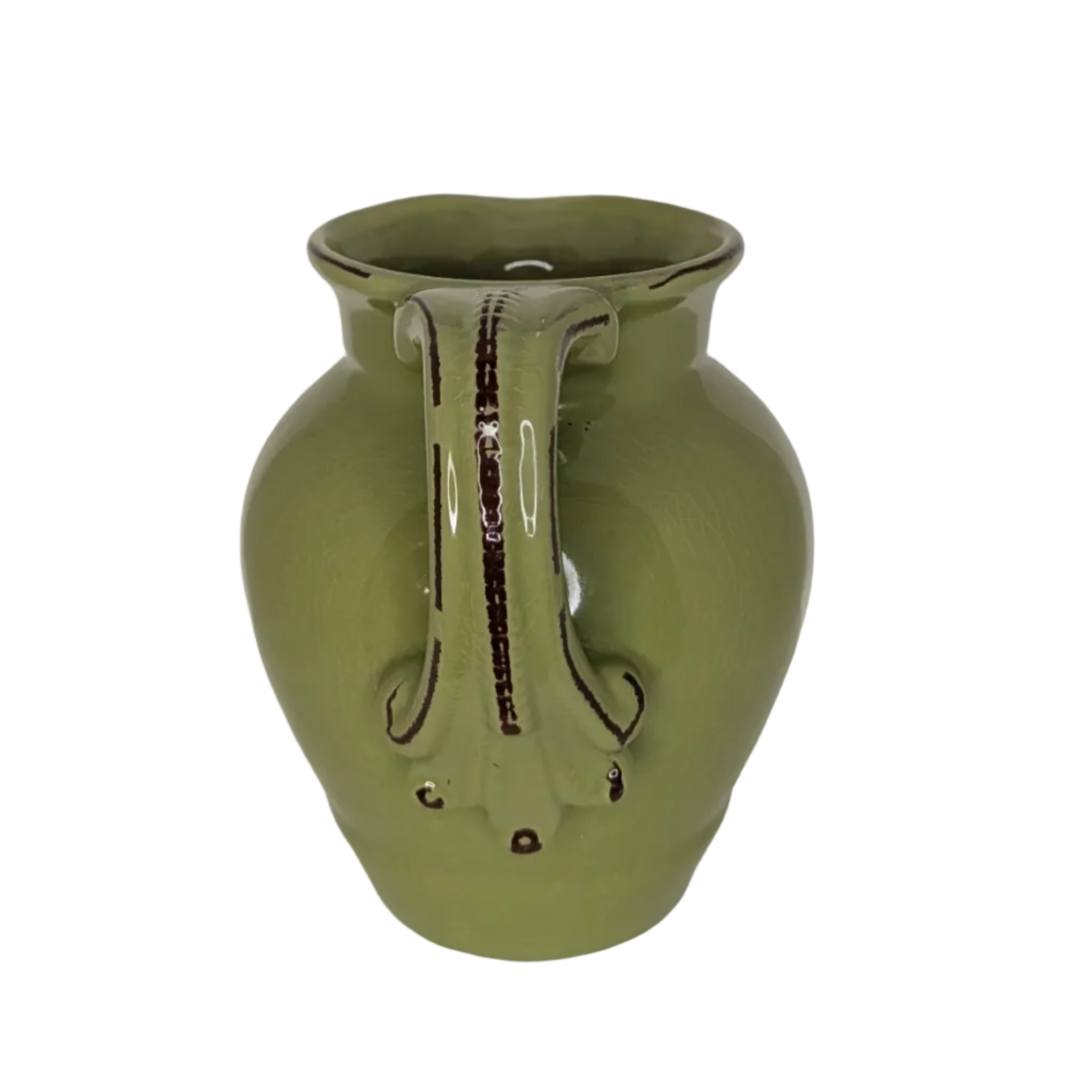 Green Coastal Ceramic Pitcher Vase – 7.5"
