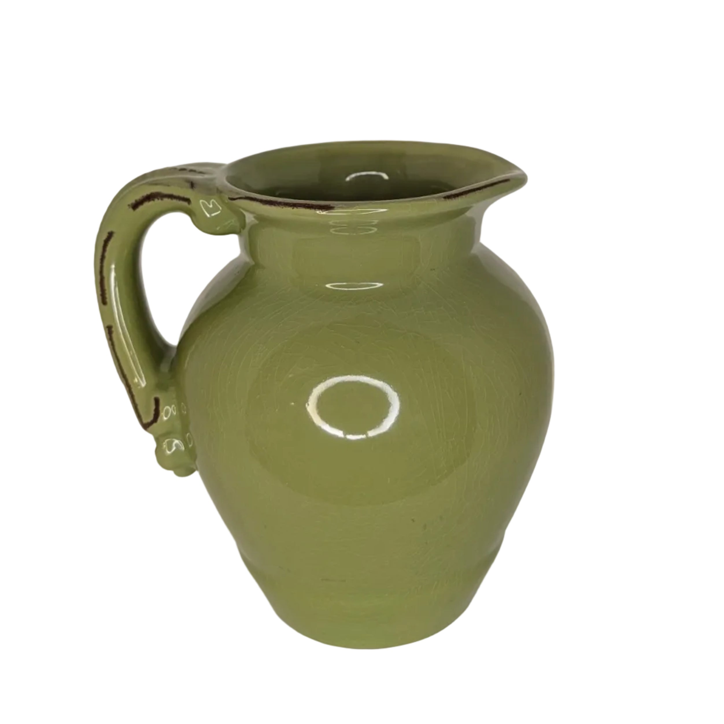 Green Coastal Ceramic Pitcher Vase – 7.5"