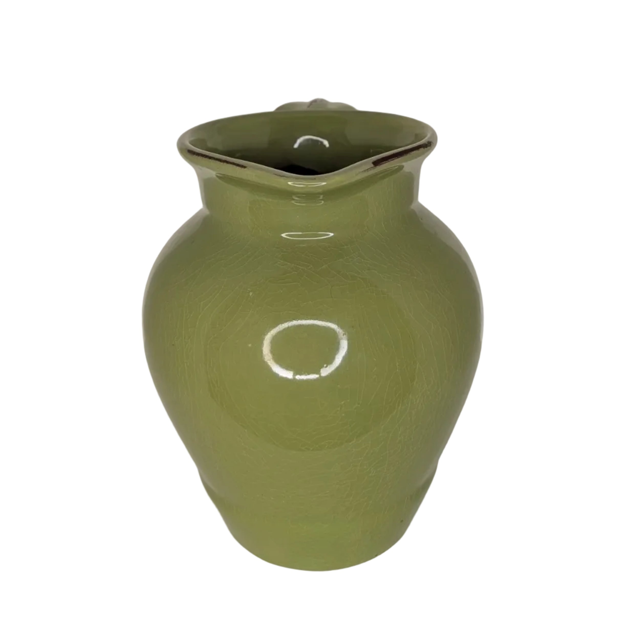 Green Coastal Ceramic Pitcher Vase – 7.5"