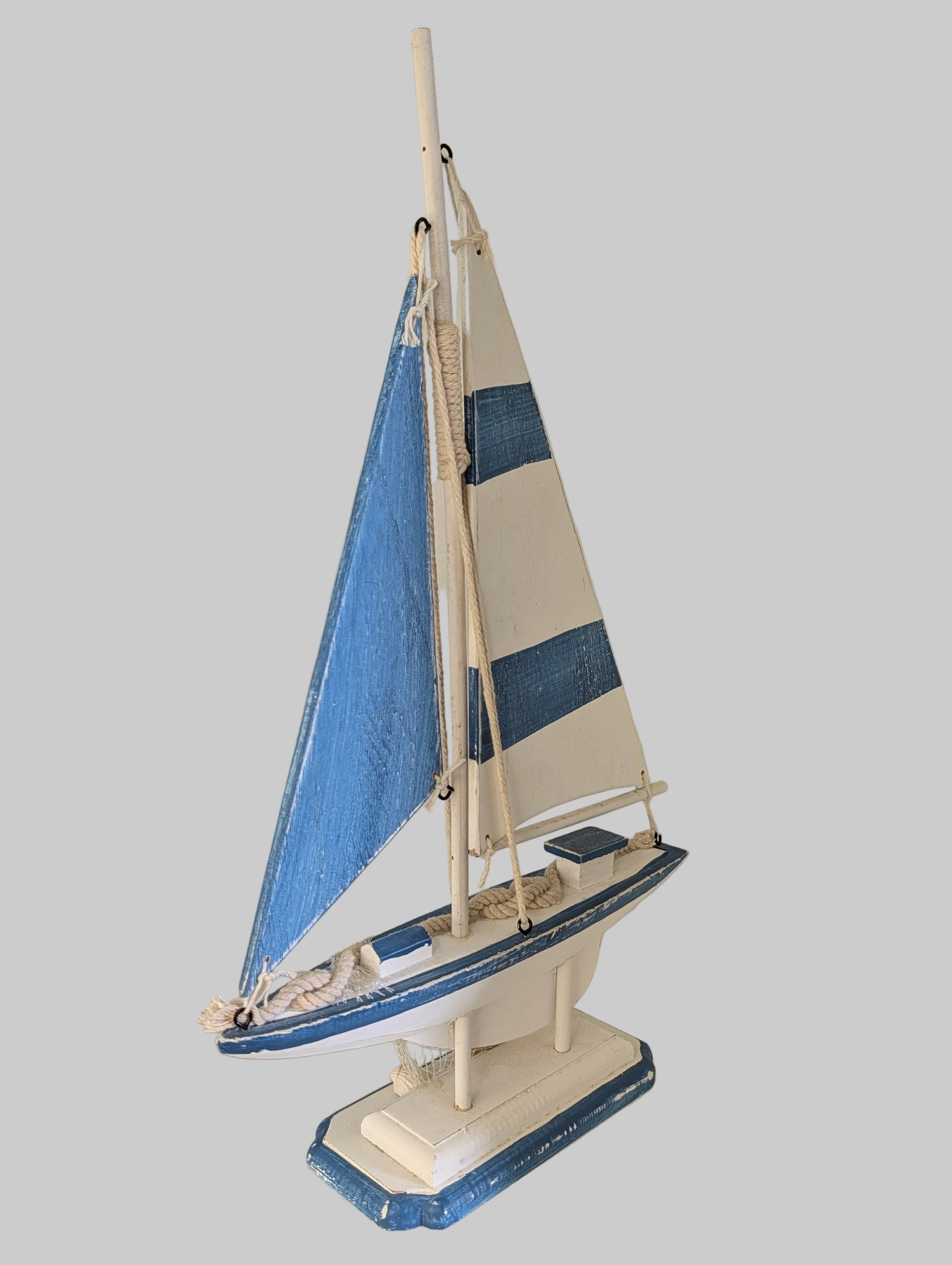 Coastal Wooden Sailboat Decorative Accent
