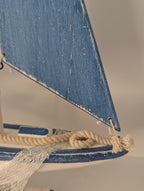 Coastal Wooden Sailboat Decorative Accent