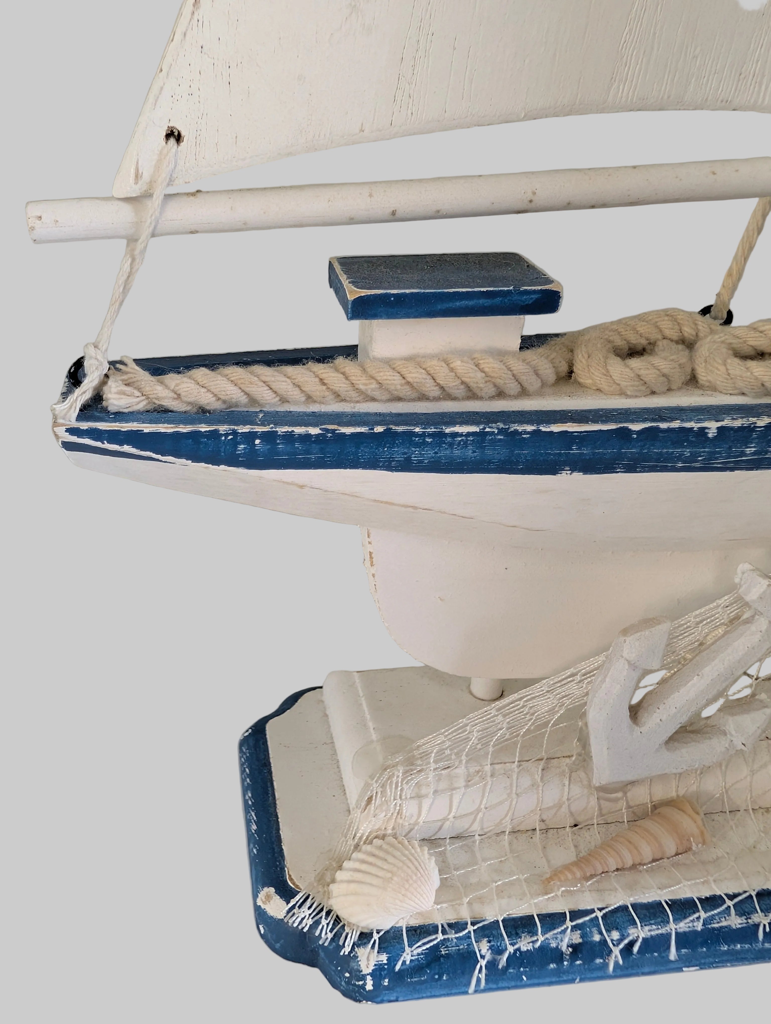 Coastal Wooden Sailboat Decorative Accent