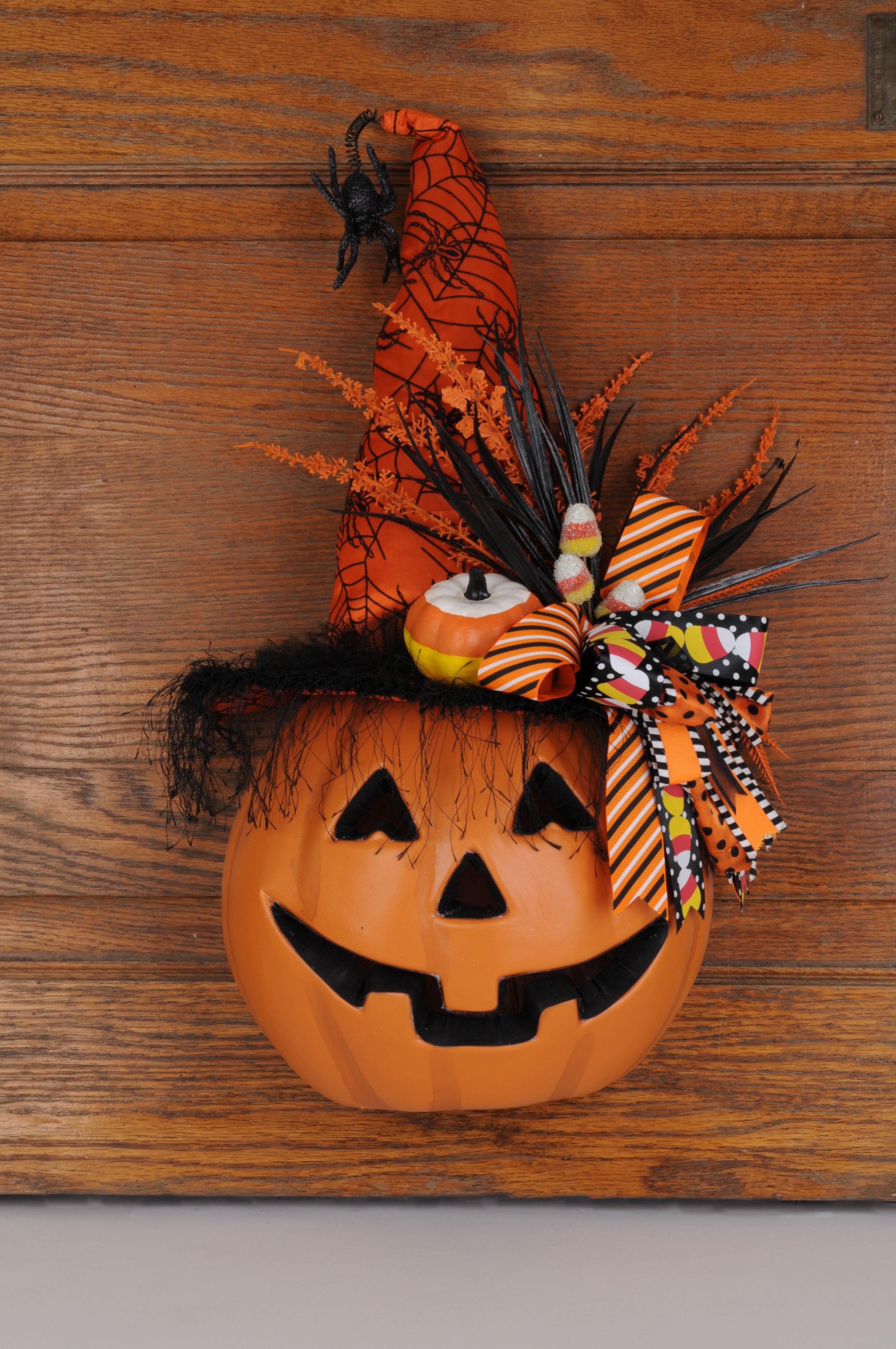 Lighted Candy Corn Pumpkin W/D Hanger