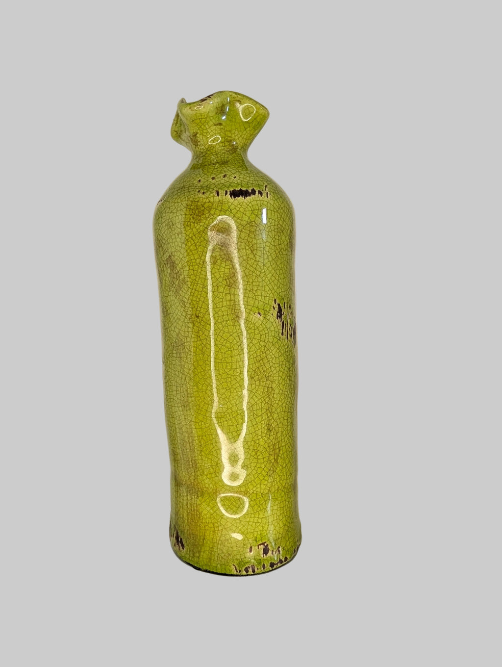 Chartreuse Crackle-Glaze Bottle Vase