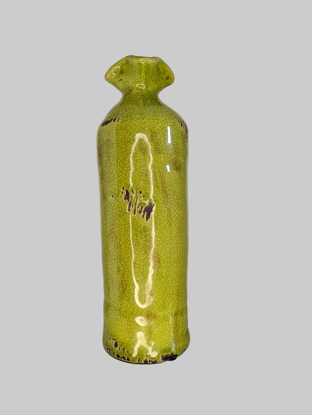 Chartreuse Crackle-Glaze Bottle Vase