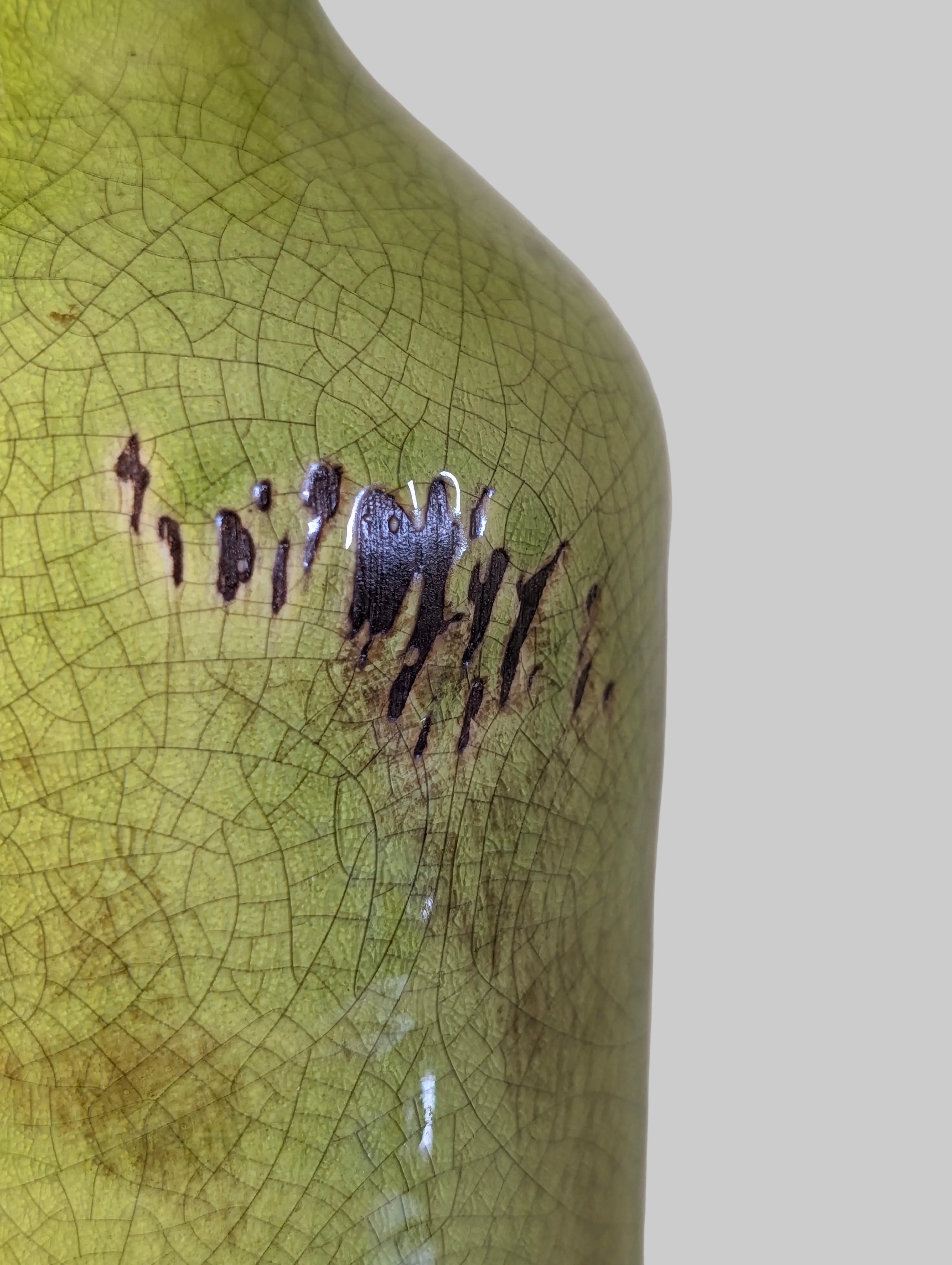 Chartreuse Crackle-Glaze Bottle Vase