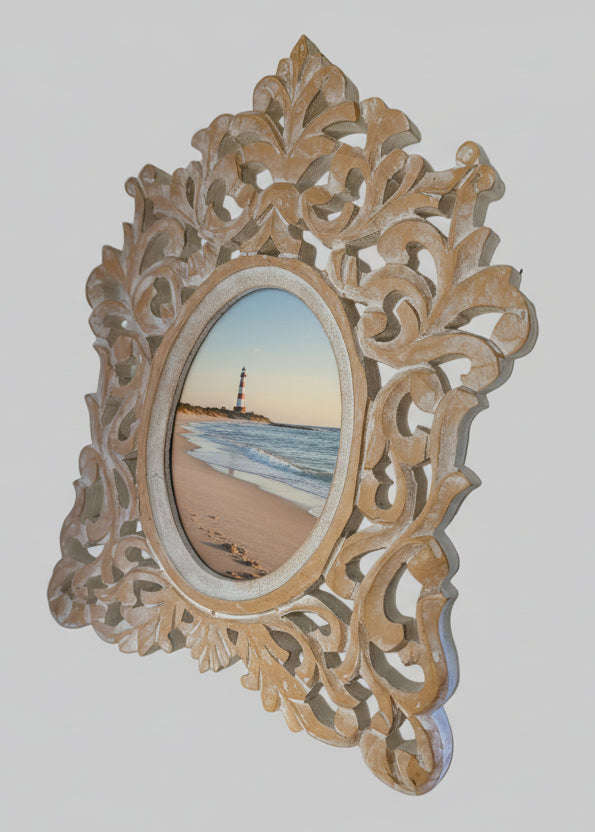 Ornate Sand-Washed Oval Photo Frame