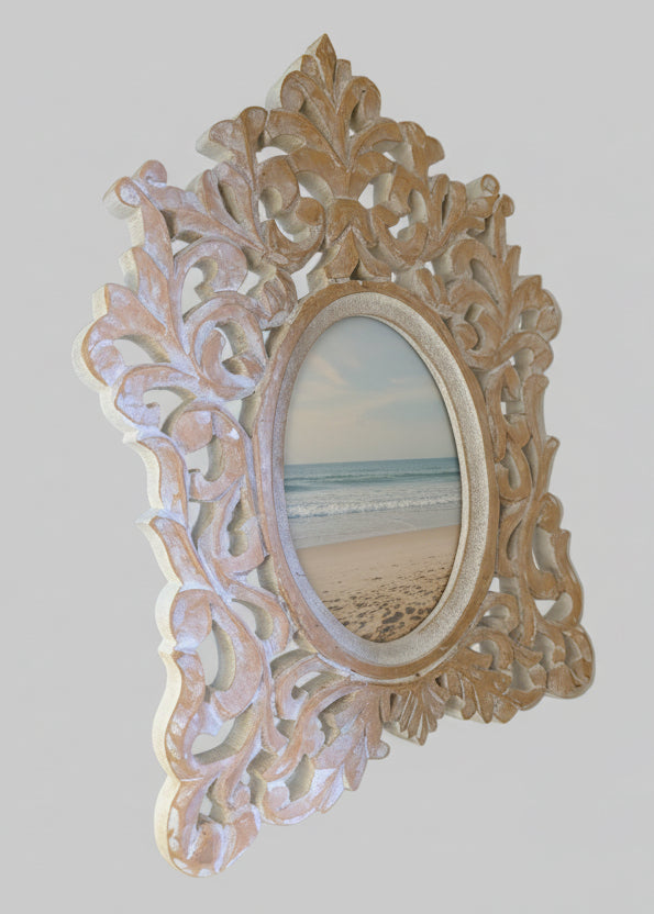 Ornate Sand-Washed Oval Photo Frame