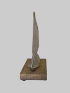 Brushed Silver Sailboat Sculpture on Wood Base