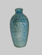 Textured Teal Mosaic Ceramic Vase