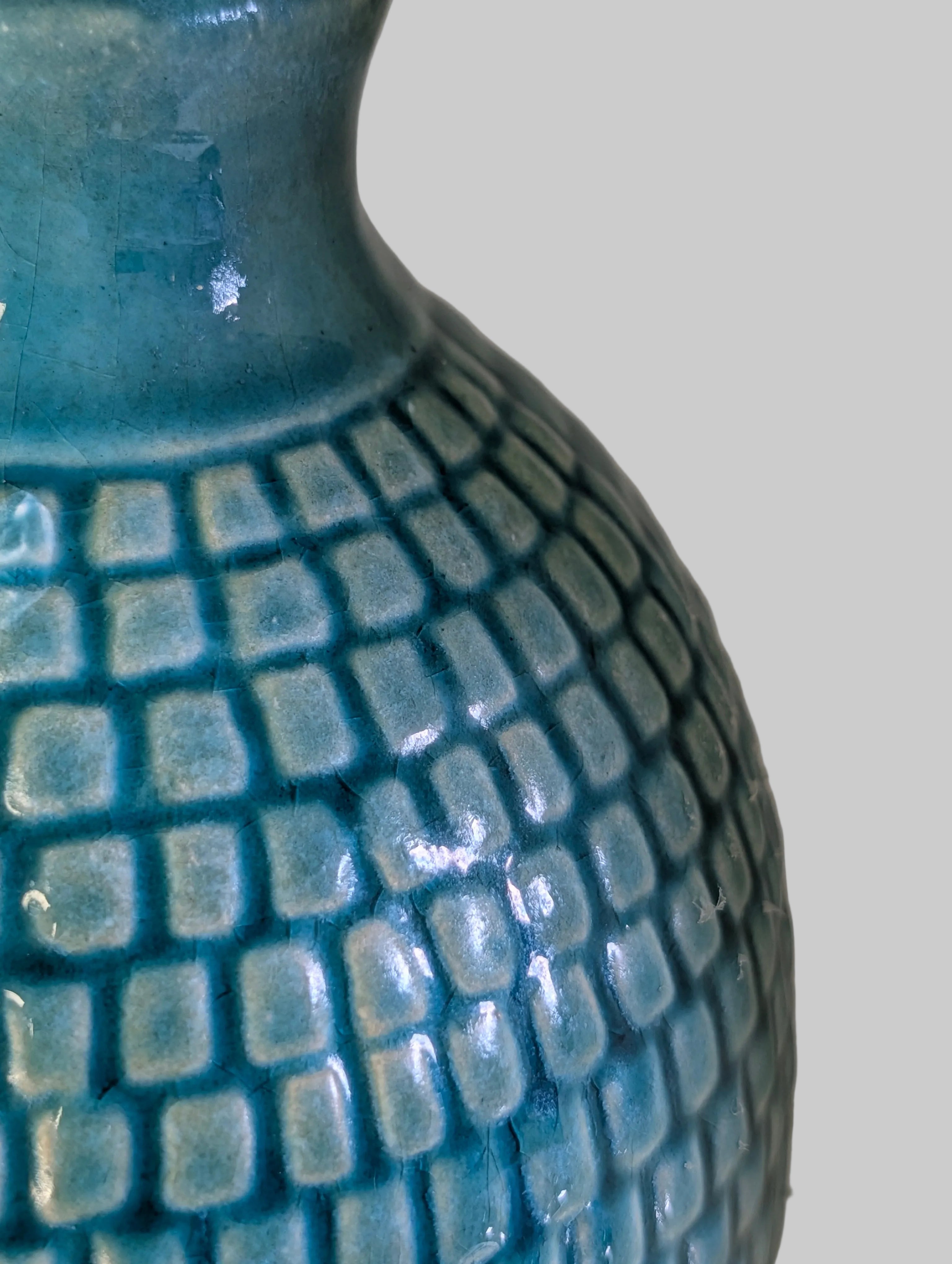 Textured Teal Mosaic Ceramic Vase